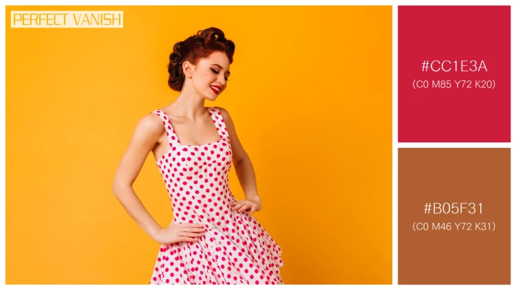 ファッショナブルな女性モデルの無料配色パターン 2色 フリー woman polka dot