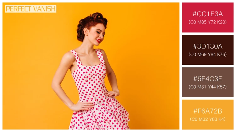 ファッショナブルな女性モデルの無料配色パターン 4色 フリー woman polka dot