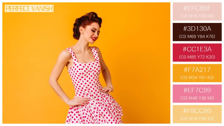 ファッショナブルな女性モデルの無料配色パターン 6色 フリー woman polka dot