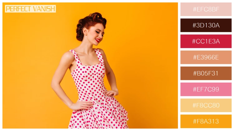 ファッショナブルな女性モデルの無料配色パターン 8色 フリー woman polka dot