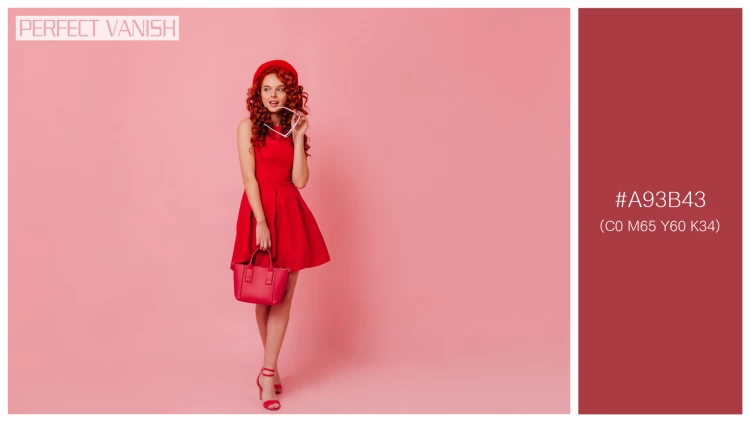 ファッショナブルな女性モデルの無料配色パターン 1色 フリー lady red beret