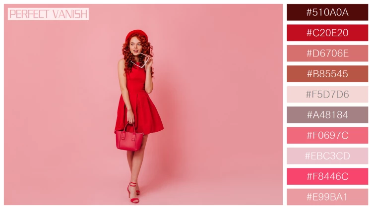 ファッショナブルな女性モデルの無料配色パターン 10色 フリー lady red beret