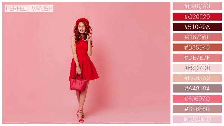 ファッショナブルな女性モデルの無料配色パターン 12色 フリー lady red beret