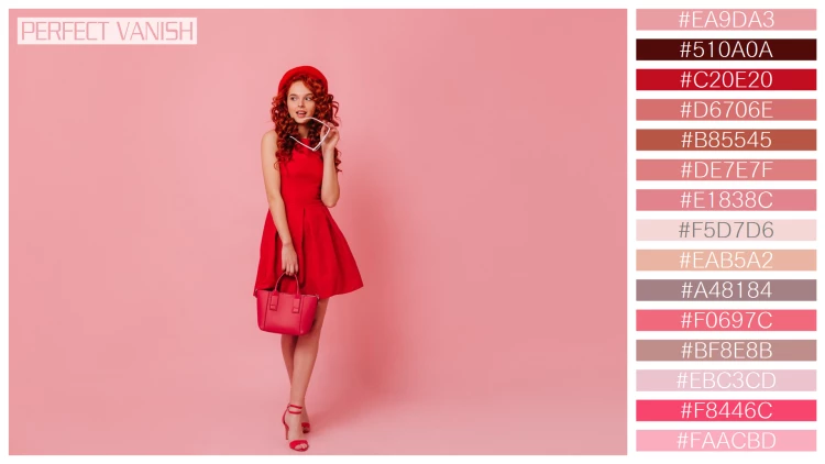 ファッショナブルな女性モデルの無料配色パターン 15色 フリー lady red beret