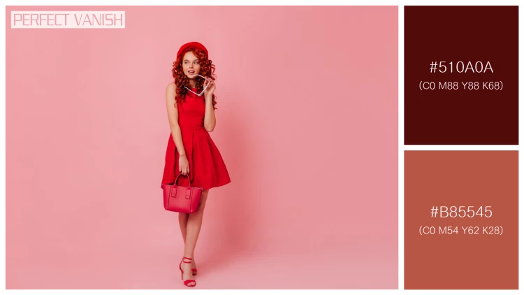 ファッショナブルな女性モデルの無料配色パターン 2色 フリー lady red beret