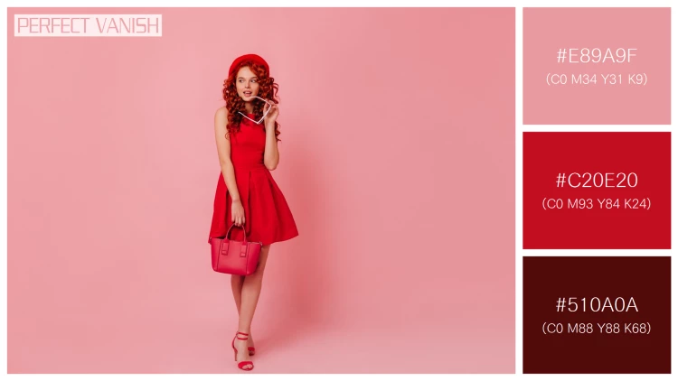 ファッショナブルな女性モデルの無料配色パターン 3色 フリー lady red beret