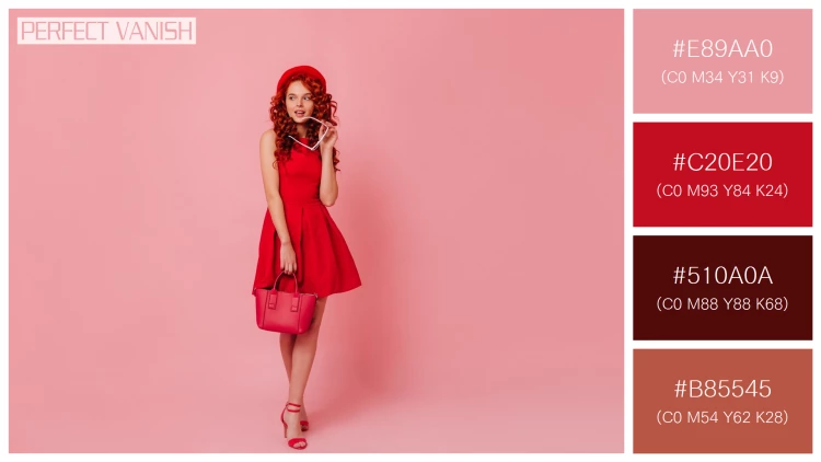 ファッショナブルな女性モデルの無料配色パターン 4色 フリー lady red beret