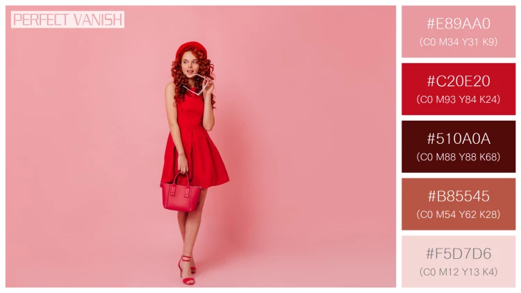 ファッショナブルな女性モデルの無料配色パターン 5色 フリー lady red beret