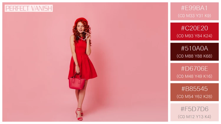 ファッショナブルな女性モデルの無料配色パターン 6色 フリー lady red beret