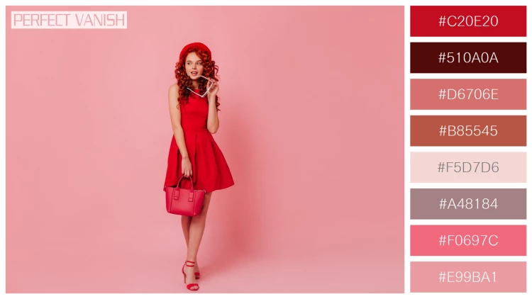 ファッショナブルな女性モデルの無料配色パターン 8色 フリー lady red beret