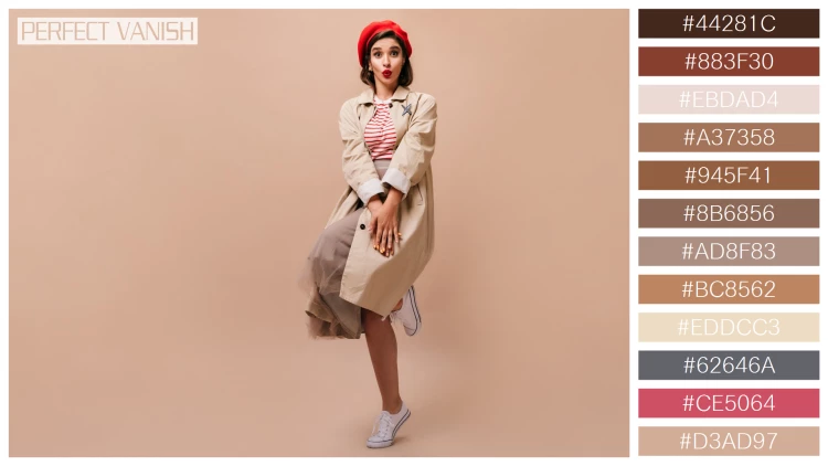 ファッショナブルな女性モデルの無料配色パターン 12色 フリー stylish lady trench