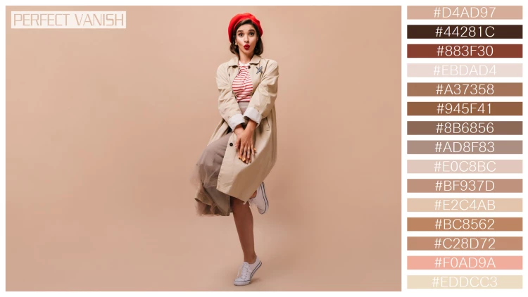 ファッショナブルな女性モデルの無料配色パターン 15色 フリー stylish lady trench