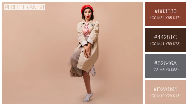 ファッショナブルな女性モデルの無料配色パターン 4色 フリー stylish lady trench