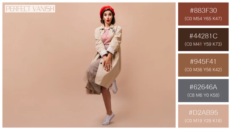 ファッショナブルな女性モデルの無料配色パターン 5色 フリー stylish lady trench