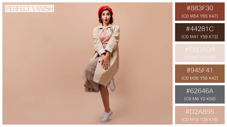 ファッショナブルな女性モデルの無料配色パターン 6色 フリー stylish lady trench