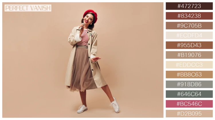 ファッショナブルな女性モデルの無料配色パターン 12色 フリー parisian lady beret