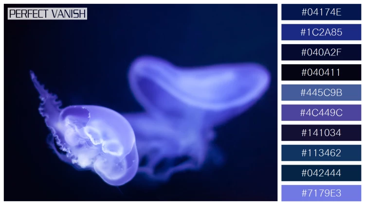 透明感漂うクラゲの無料配色パターン 10色 フリー jellyfish deep water