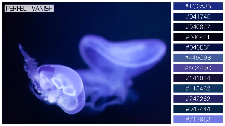 透明感漂うクラゲの無料配色パターン 12色 フリー jellyfish deep water