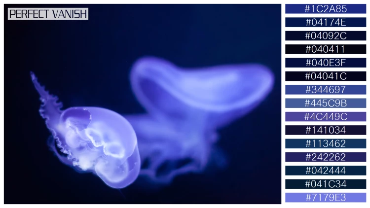 透明感漂うクラゲの無料配色パターン 15色 フリー jellyfish deep water