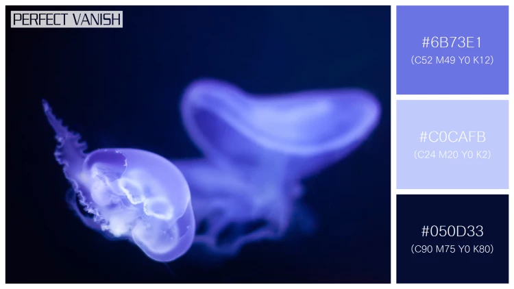 透明感漂うクラゲの無料配色パターン 3色 フリー jellyfish deep water