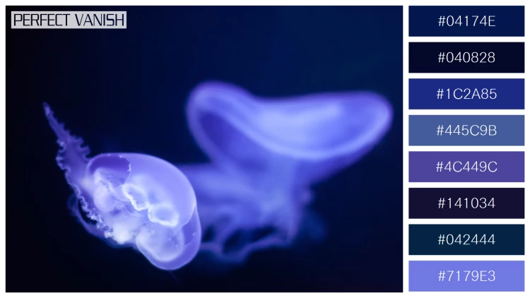 透明感漂うクラゲの無料配色パターン 8色 フリー jellyfish deep water