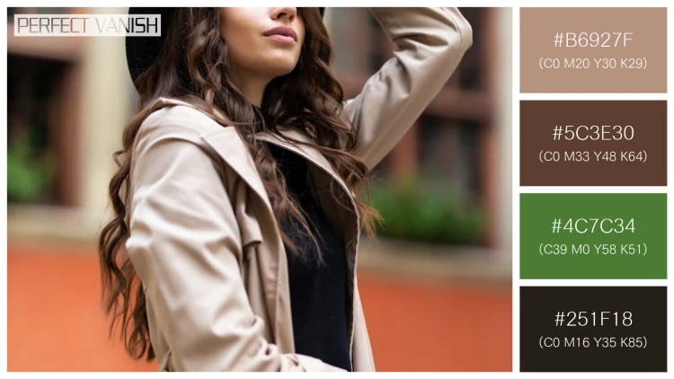 ファッショナブルな女性モデルの無料配色パターン 4色 フリー outdoor fashion portrait
