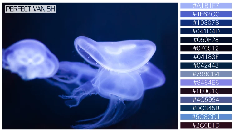 透明感漂うクラゲの無料配色パターン 15色 フリー jellyfish deep dark