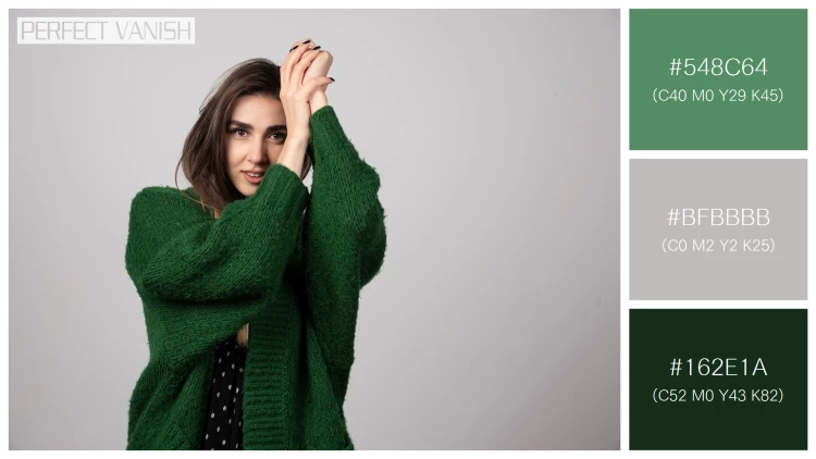 ファッショナブルな女性モデルの無料配色パターン 3色 フリー portrait woman green