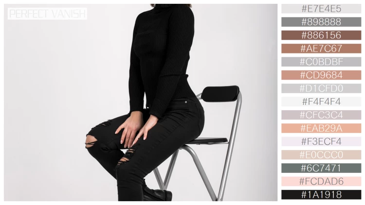 ファッショナブルな女性モデルの無料配色パターン 15色 フリー woman sitting chair