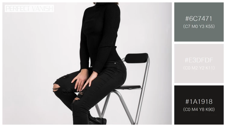ファッショナブルな女性モデルの無料配色パターン 3色 フリー woman sitting chair