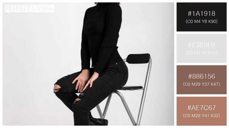ファッショナブルな女性モデルの無料配色パターン 4色 フリー woman sitting chair