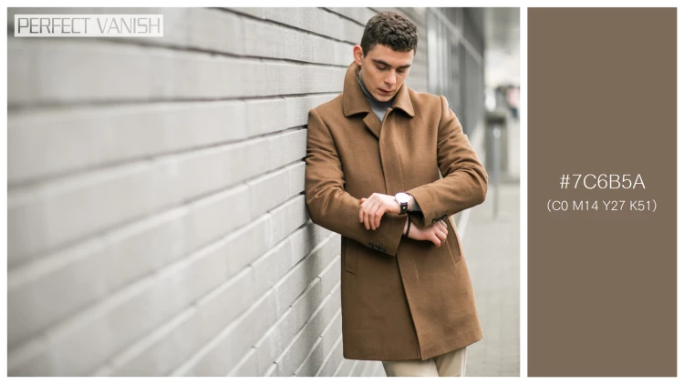 スタイリッシュな男性モデルの無料配色パターン 1色 フリー man brown coat