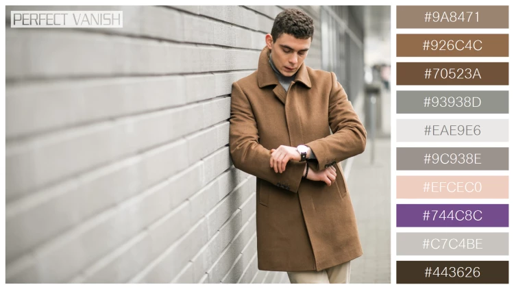 スタイリッシュな男性モデルの無料配色パターン 10色 フリー man brown coat