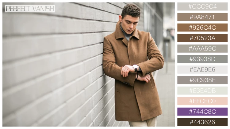 スタイリッシュな男性モデルの無料配色パターン 12色 フリー man brown coat