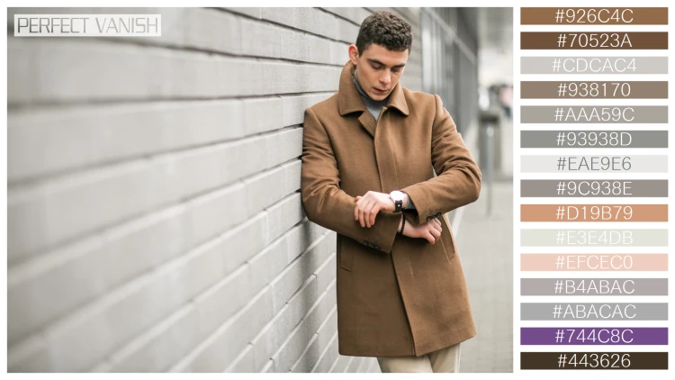 スタイリッシュな男性モデルの無料配色パターン 15色 フリー man brown coat