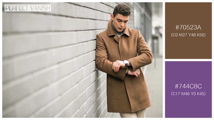 スタイリッシュな男性モデルの無料配色パターン 2色 フリー man brown coat