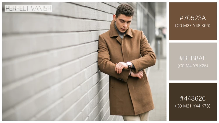 スタイリッシュな男性モデルの無料配色パターン 3色 フリー man brown coat
