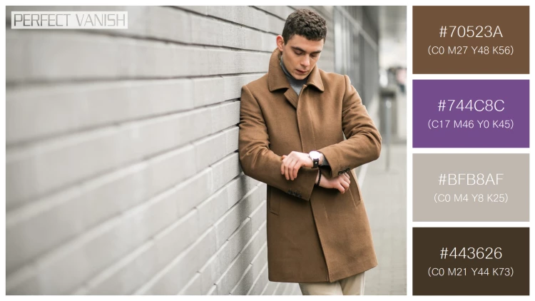 スタイリッシュな男性モデルの無料配色パターン 4色 フリー man brown coat