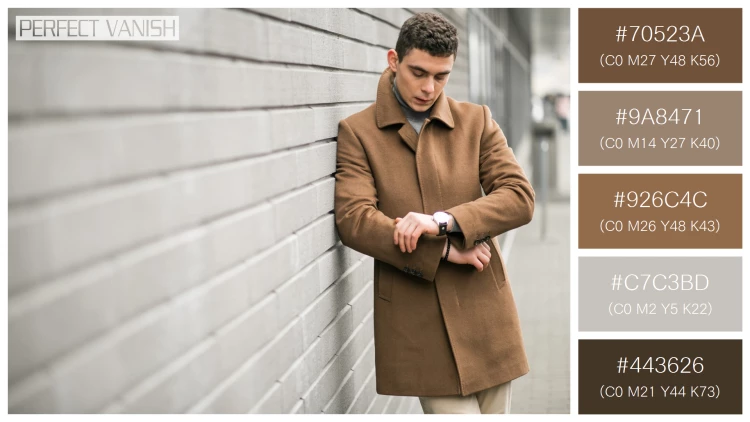 スタイリッシュな男性モデルの無料配色パターン 5色 フリー man brown coat