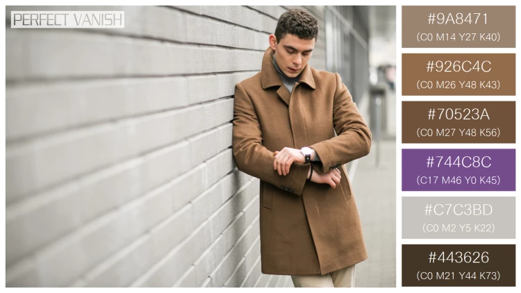 スタイリッシュな男性モデルの無料配色パターン 6色 フリー man brown coat