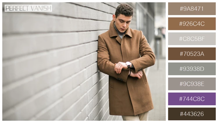 スタイリッシュな男性モデルの無料配色パターン 8色 フリー man brown coat