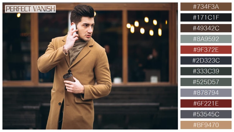 スタイリッシュな男性モデルの無料配色パターン 12色 フリー young man coat
