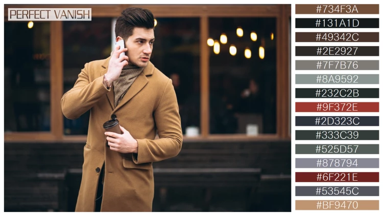 スタイリッシュな男性モデルの無料配色パターン 15色 フリー young man coat