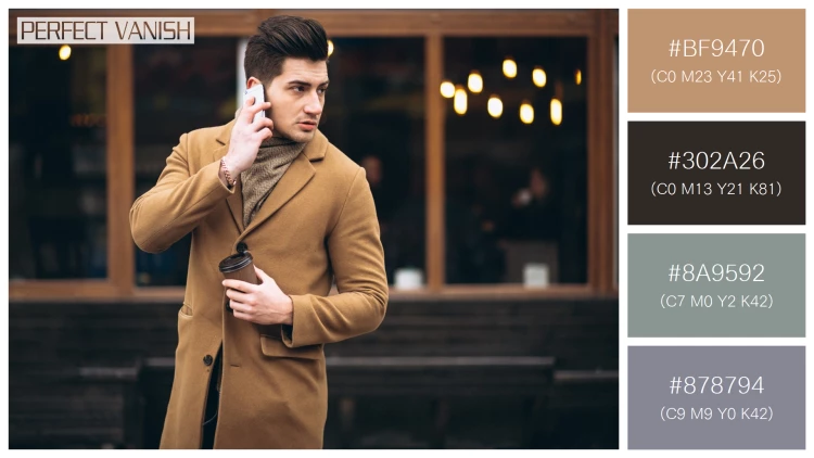 スタイリッシュな男性モデルの無料配色パターン 4色 フリー young man coat