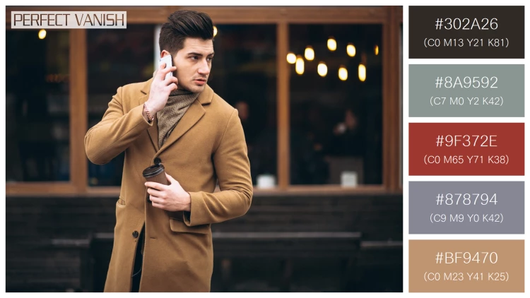スタイリッシュな男性モデルの無料配色パターン 5色 フリー young man coat