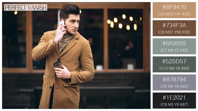 スタイリッシュな男性モデルの無料配色パターン 6色 フリー young man coat