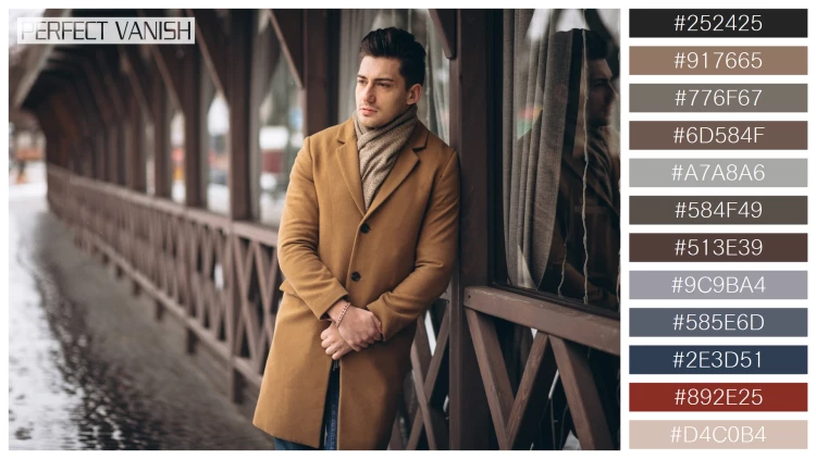 スタイリッシュな男性モデルの無料配色パターン 12色 フリー man coat outside