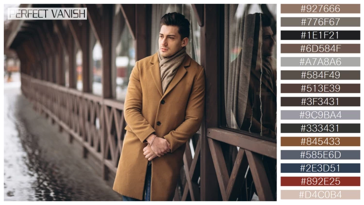 スタイリッシュな男性モデルの無料配色パターン 15色 フリー man coat outside