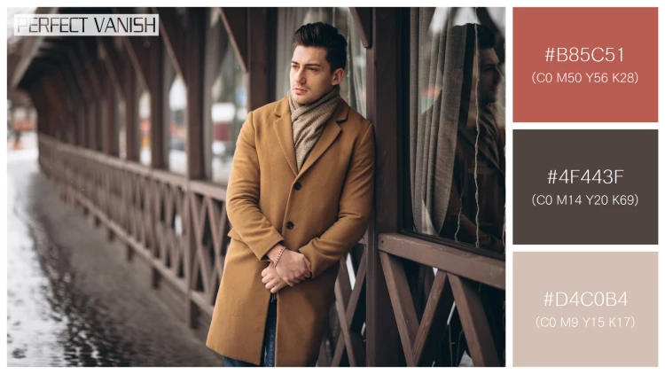 スタイリッシュな男性モデルの無料配色パターン 3色 フリー man coat outside