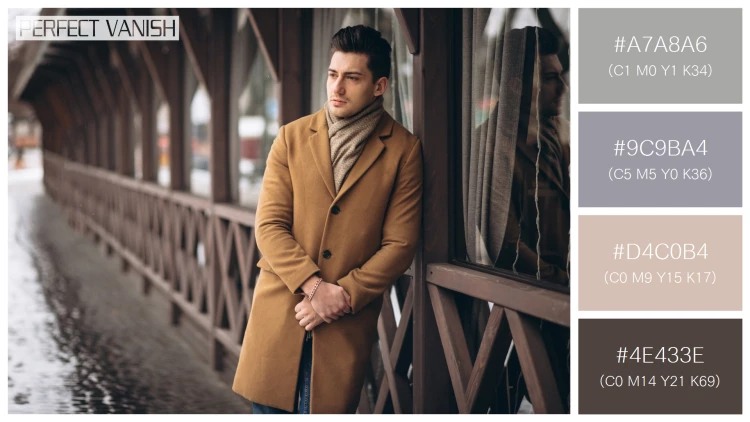 スタイリッシュな男性モデルの無料配色パターン 4色 フリー man coat outside